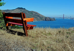 Blick von den Marin Headlands auf die Golden Gate Bridge