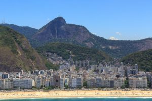 Die Copacabana mit dem Corcovado im Hintergrund