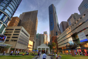 Der Raffles Place in Downtown Singapur
